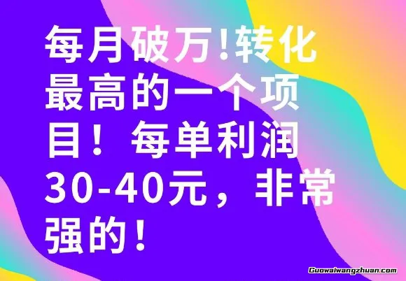 每月破1W！转化率非常高的一个项目，每单利润30-40，非常牛！