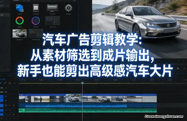 汽车广告剪辑教学：从素材筛选到成片输出，新手也能剪出高级感汽车大片