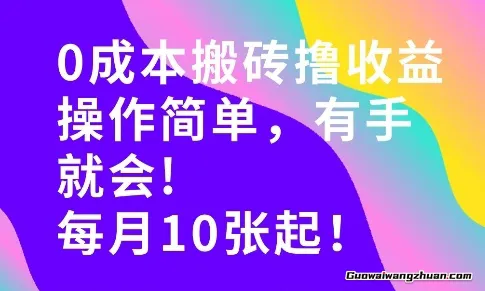 低成本搬砖，操作简单有手就行，一万播放40-50，一月收益10张＋