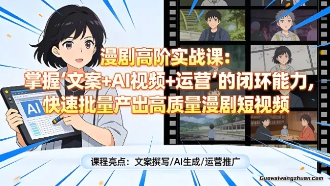 漫剧高阶实战课：掌握“文案+AI视频+运营”的闭环能力，快速批量产出高质量漫剧短视频