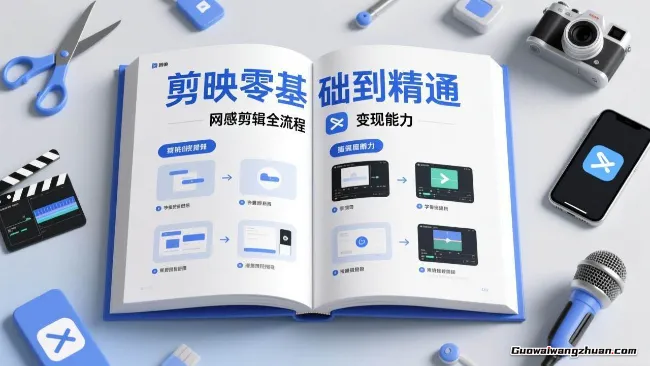 剪映零基础也能快速上手，从入门到精通掌握网感剪辑全流程，掌握能直接变现的剪辑能力