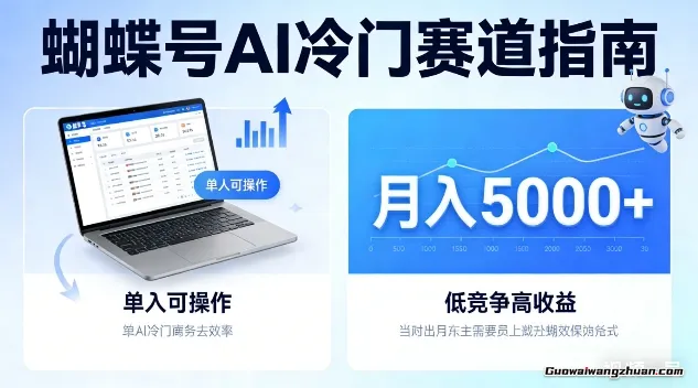 蝴蝶号AI冷门赛道，单人可操作，月收5k+【揭秘】