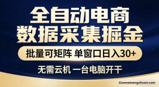 电商数据全自动采集项目，批量可矩阵，单窗口轻松日收3张+