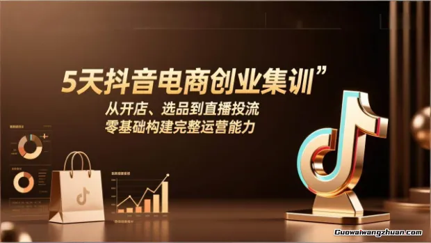 5天抖音电商创业集训：从开店、选品到直播投流，零基础构建完整运营能力