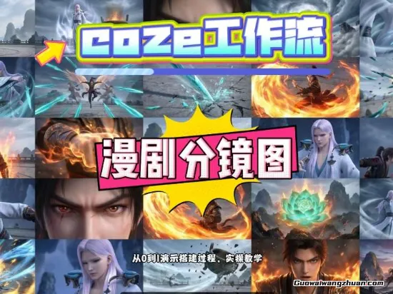 通过Coze工作流，制作动漫分镜图，两分钟制作完成25宫格分镜图，从0到1演示搭建过程，实操教学