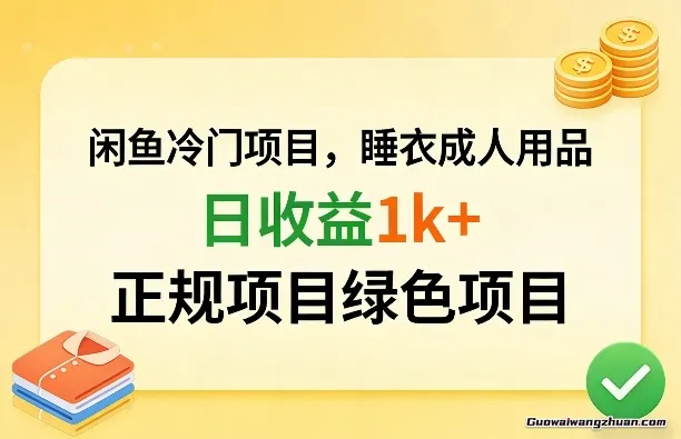 闲鱼冷门项目，情趣内衣成人用品，日收益1k+，正规项目绿色项目
