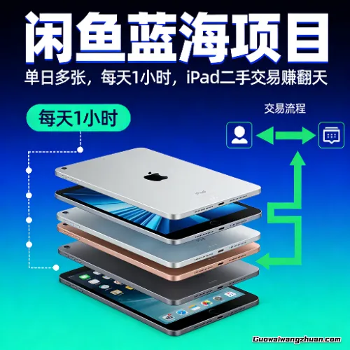 闲鱼蓝海项目：单日多张，每天1小时，iPad二手交易赚翻天