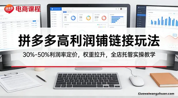 拼多多高利润铺链接玩法：30%–50%利润率定价，权重拉升，全店托管实操教学