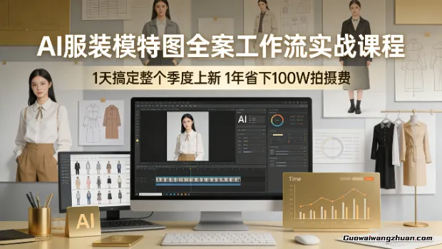 AI服装模特图全案工作流实战课程，1天搞定整个季度上新，1年省下100W拍摄费