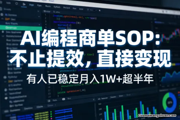 AI编程商单SOP，AI编程不能只给工作提效，还要直接变现，有人已经稳定月变现1W+半年了