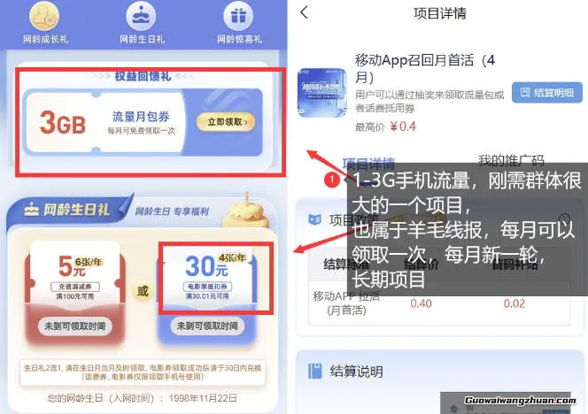 手机流量领取推广，每月一轮，刚需类的长期项目