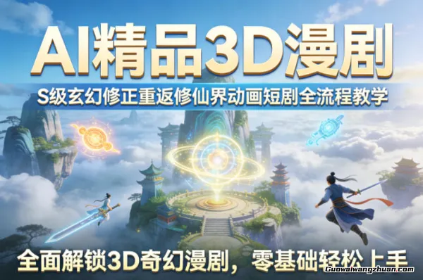 AI精品3D漫剧，S级玄幻修正重返修仙界动画短剧全流程教学，全面解锁3D奇幻漫剧，零基础轻松上手