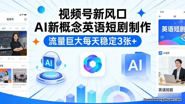 视频号新风口：AI新概念英语短剧制作，流量巨大每天稳定3张+