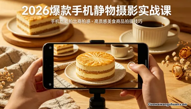 2026爆款手机静物摄影实战课，手机也能拍出商拍感，学会拍出高质感美食商品