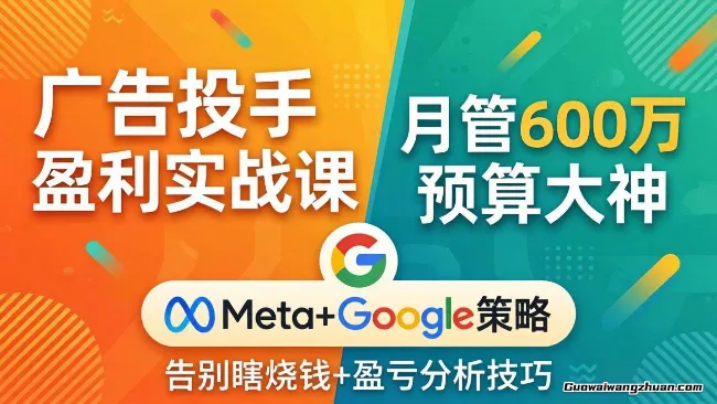 广告投手盈利实战课，月管600W预算的大神教你Meta+谷歌盈利策略，实现从流量获取到利润转化的完整掌控