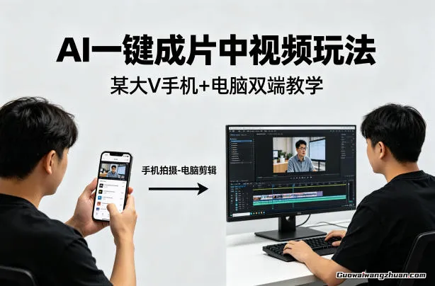 AI一键成片中视频玩法，某大V中视频教学（手机+电脑）