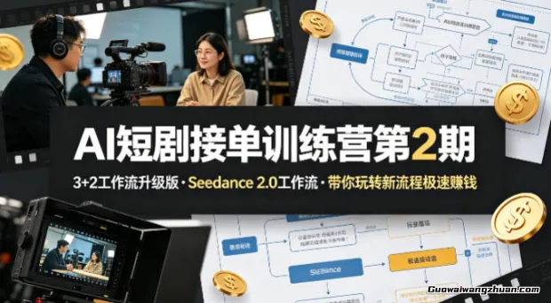 AI短剧接单训练营第2期，3+2工作流升级版，Seedance 2.0工作流，带你玩转新流程极速赚钱