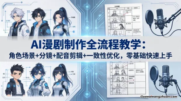 AI漫剧制作全流程教学：角色场景+分镜+配音剪辑+一致性优化，零基础快速上手