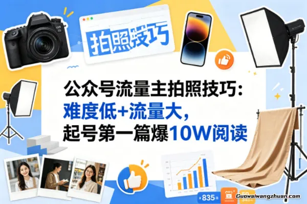 公众号流量主之拍照技巧赛道，难度低+流量大，起号第一篇就爆10w阅读