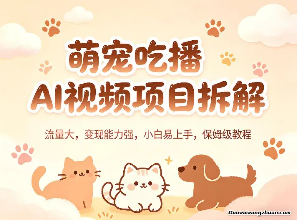 萌宠吃播AI视频项目拆解，流量大，变现能力强，小白易上手，保姆级教程