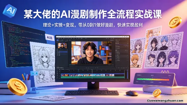 某大佬的AI漫剧制作全流程实战课，理论+实操+变现，带从0到1做好漫剧，快速实现盈利