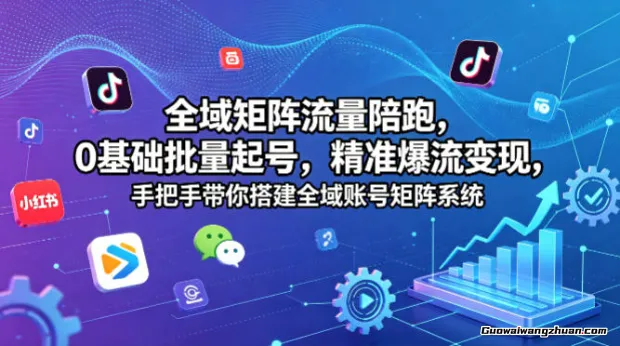 全域矩阵流量陪跑，0基础批量起号，精准爆流变现，手把手带你搭建全域账号矩阵系统
