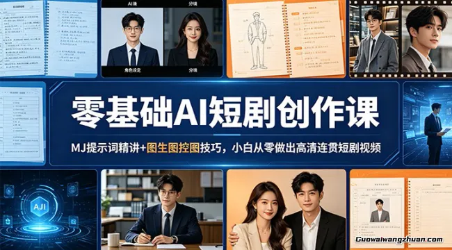 零基础AI短剧创作课：MJ提示词精讲+图生图控图技巧，小白从零做出高清连贯短剧视频