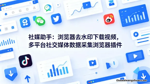 社媒助手：浏览器去水印下载视频，多平台社交媒体数据采集浏览器插件