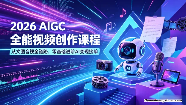2026 AIGC全能视频创作课程：从文图音视全链路，零基础进阶AI变现接单
