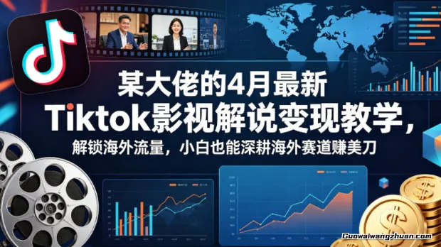 某大佬的4月Tiktok影视解说变现教学，解锁海外流量，小白也能深耕海外赛道赚美刀