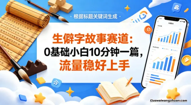 公众号流量主！生僻字故事赛道，流量稳，好上手，0基础小白也能10分钟一篇