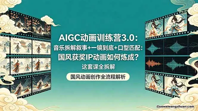 AIGC动画训练营3.0：音乐拆解叙事+一镜到底+口型匹配：国风获奖IP动画如何炼成？这套课全拆解