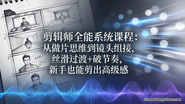 剪辑师全能系统课程：从做片思维到镜头组接，丝滑过渡+破节奏，新手也能剪出高级感