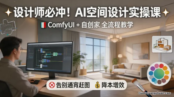 设计师必冲！AI空间设计实操课，ComfyUI+自创家全教学，告别通宵赶图，降本增效