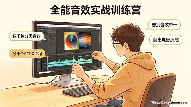 全能音效实战训练营：数千种分类音效+数十个FCPX工程，告别音效单一，剪出电影质感