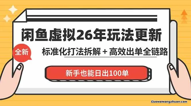 闲鱼虚拟从0到1系统化运营课程：标准化打法拆解 + 高效出单全链路教学，新手也能日出100单