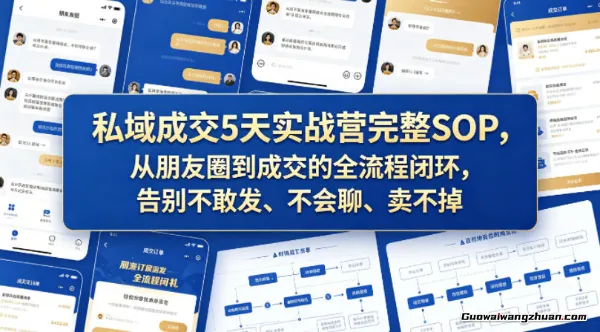 私域成交5天实战营完整SOP，从朋友圈到成交的全流程闭环，告别不敢发、不会聊、卖不掉