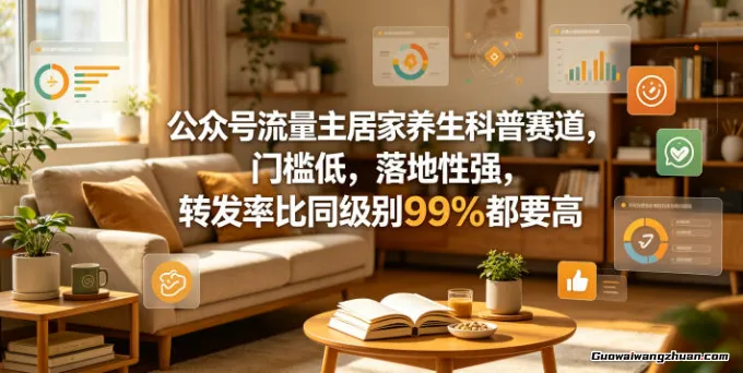 公众号流量主居家养生科普赛道，门槛低，落地性强，转发率比同级别99％都要高