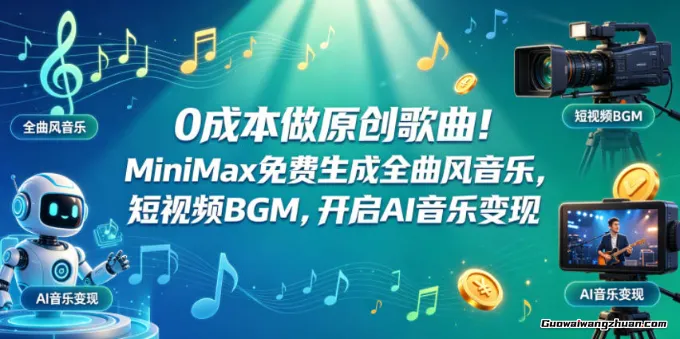 无需成本做原创歌曲！MiniMax免费生成全曲风音乐，短视频BGM，开启AI音乐变现
