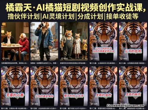橘霸天·AI橘猫短剧视频创作实战课，撸伙伴计划|AI灵境计划|分成计划|接单收徒等