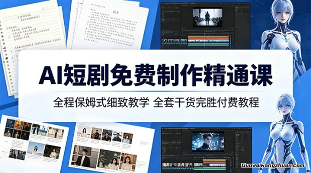 AI短剧免费制作精通课：全程保姆式细致教学，全套干货完胜付费教程