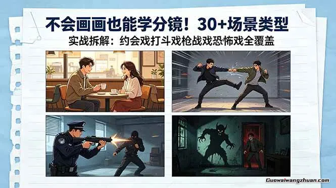 无需绘画功底，30+场景拆解助你化身分镜达人，快速上手
