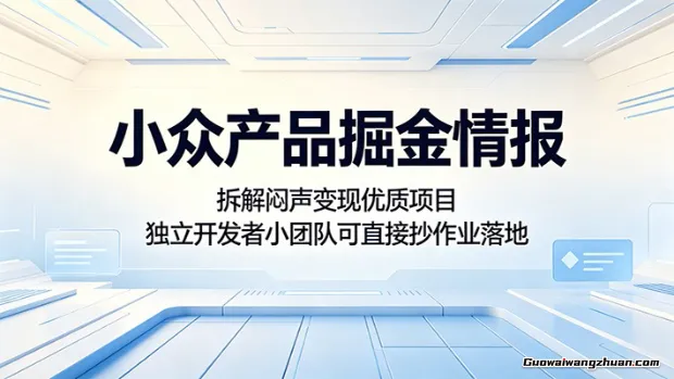 小众产品掘金情报：拆解闷声变现优质项目，独立开发者小团队可直接抄作业落地