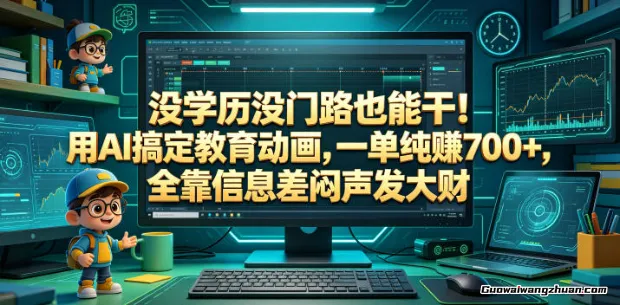 没学历没门路也能干！用AI搞定教育动画，一单纯赚700+，全靠信息差闷声发大财【揭秘】